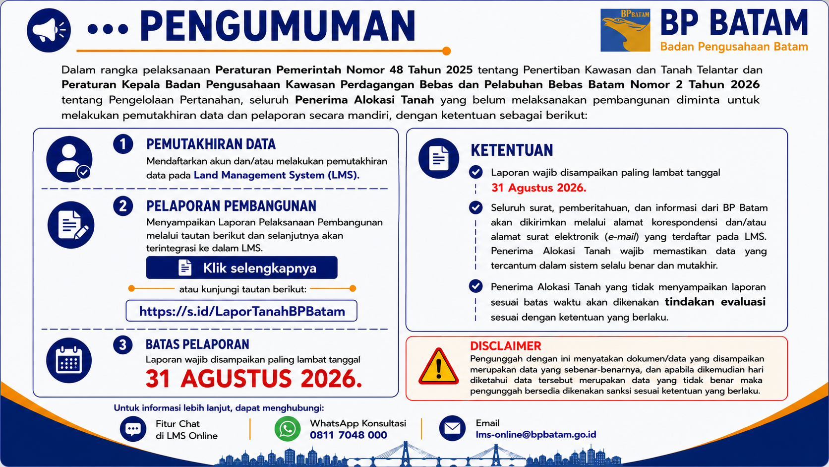 Pemutakhiran data dan pelaporan secara mandiri