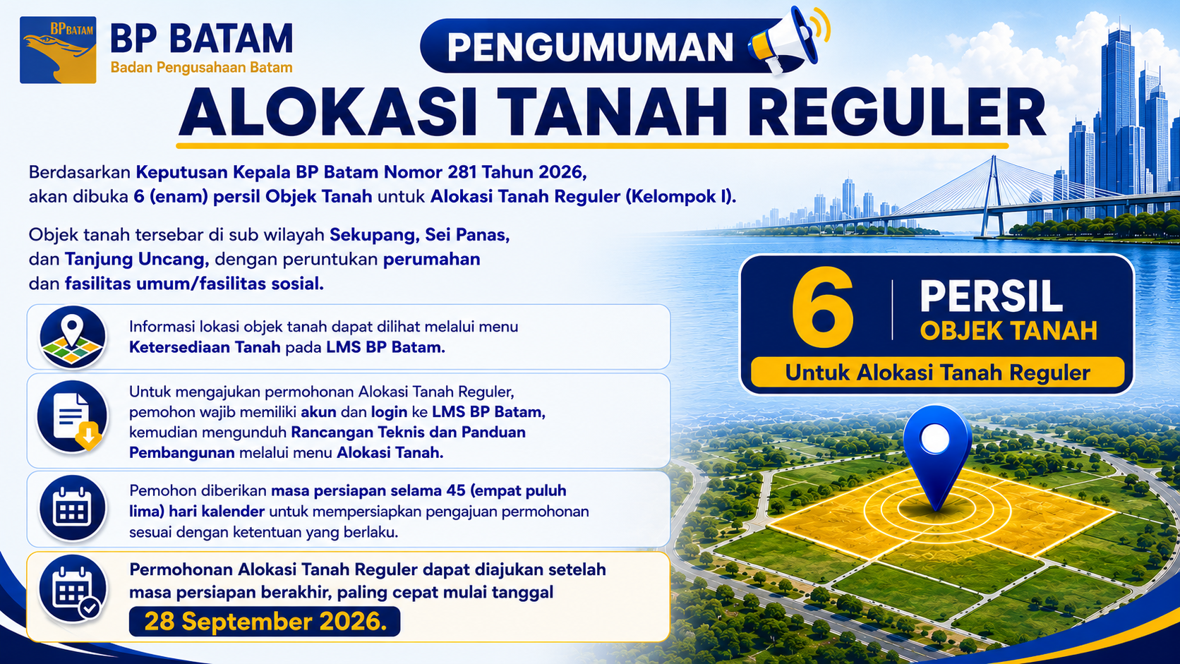 Pengumuman Alokasi Tanah Reguler