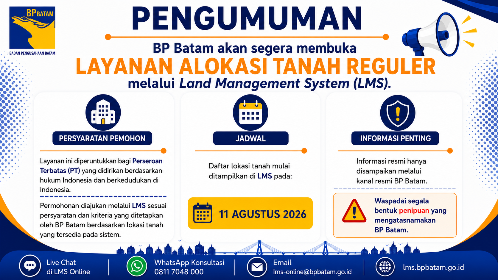 Pengumuman Alokasi Tanah Reguler